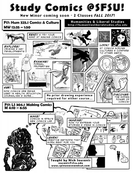 Fall 2017 Courses, illustrated in comic book style